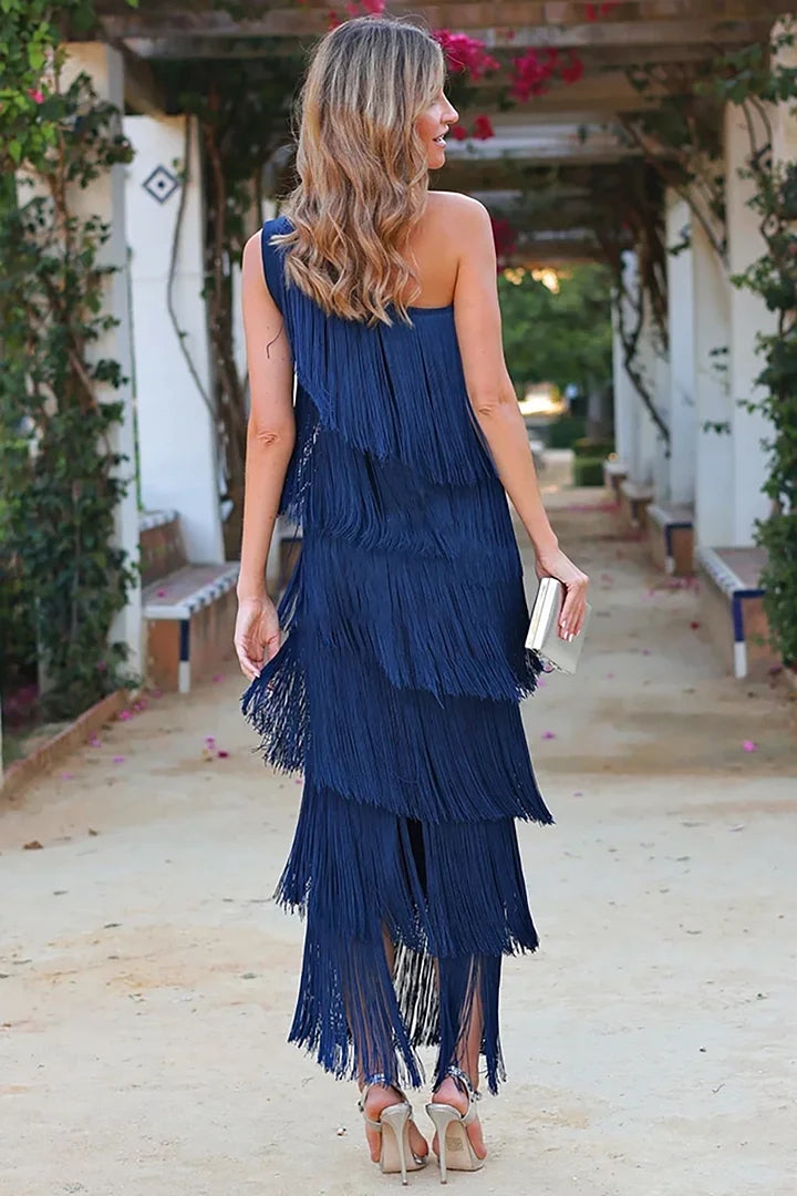 Vestido Zafiro™ Elegante Con Flecos